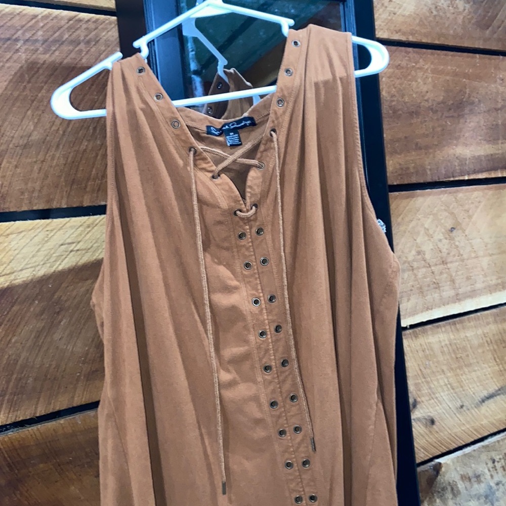 Brown Tank top tie up